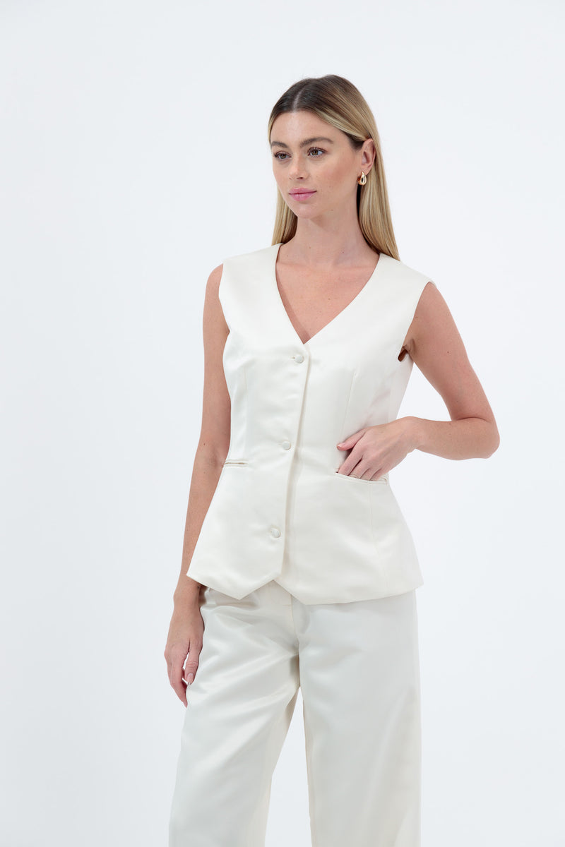 Textured Knit Vest Ivory