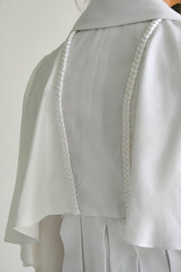 Isla Fitted Linen jacket with half sleeves, asymmetrical panels and silk braid detail Style Your Armoire