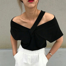 V neck Off Shoulder sling short sleeved T-shirt available at Style Your Armoire Style Your Armoire