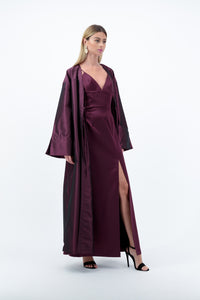 Burgundy Satin Maxi Dress