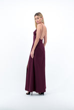 Burgundy Satin Maxi Dress