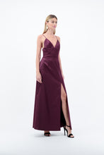 Burgundy Satin Maxi Dress