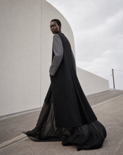 Izar Oversized ankle length Winter Coat with full sleeves with option of an open slit back. Style Your Armoire