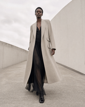 Tan Pinstripes Oversized winter coat with 4 pockets and a Shawl collar Style Your Armoire