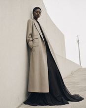 Tan Pinstripes Oversized winter coat with 4 pockets and a Shawl collar Style Your Armoire