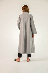 Grey Pinstripe Oversized winter coat with 2 pockets Style Your Armoire