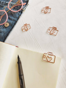 Camera Rose Gold Paperclips / bookmark Thoughtful Snippets
