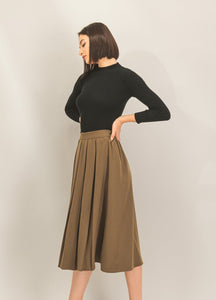 Sustainable, Box Pleated Skirt, Midi Length Style Your Armoire