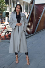 Grey Pinstripe Oversized winter coat with 2 pockets Style Your Armoire