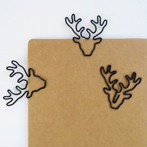 Black Deer-head paperclip stationery, handcrafted. Thoughtful Snippets