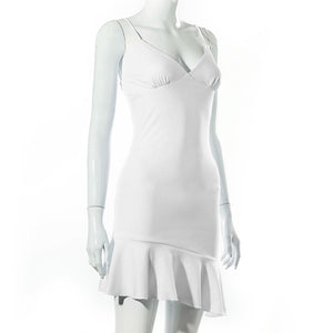 Mini Dress With A Ruffled Hem And Thin Straps. Style Your Armoire