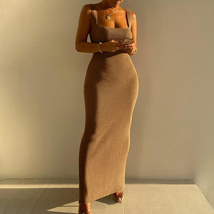 Strappy, Ribbed, Fitted Tank Dress with A High Slit. Style Your Armoire