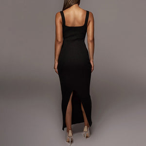 Strappy, Ribbed, Fitted Tank Dress with A High Slit. Style Your Armoire