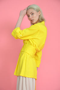 Yellow Soft Linen Shirt with attached Corset Style Your Armoire - Flash Sale
